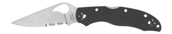 Spyderco BY01GPS2 Harrier 2  3.39" Folding Drop Point Part Serrated Stonewashed 8Cr13MoV SS Blade, Black Textured G10 Handle, Includes Pocket Clip