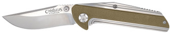 Camillus 19195 Sevens  2.75" Folding Plain Silver AUS-8 Carbonitride Titanium Blade, Desert Tan/SS G10/SS Handle