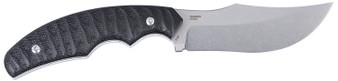 CRKT 3610 Burrower 3.66" Fixed Clip Point Plain Stonewashed D2 Steel Blade, Black Textured Micarta Handle