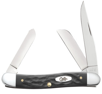 Case 18222 Stockman  Medium Folding, 2.57"/1.88"/1.71" Clip Point/Sheepsfoot/Spey Plain Mirror Polished Tru-Sharp SS Blade, Rough Black Jigged Synthetic Handle