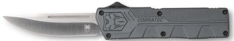 CobraTec Knives GYCTLWDNS Lightweight  3.25" OTF Drop Point Plain D2 Steel Blade/Gray Aluminum Handle Includes Pocket Clip