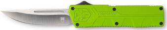 CobraTec Knives ZBGCTLWDNS Lightweight  3.25" OTF Drop Point Plain D2 Steel Blade/Zombie Green Aluminum Handle Includes Pocket Clip