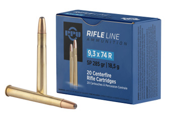 PPU PP9374 Metric Rifle  9.3mmx74R 285gr Soft Point 20 Per Box/10 Case