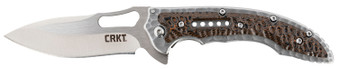 CRKT 5460 Fossil  Compact 3.41" Folding Drop Point Plain Satin 8Cr13MoV SS Blade, Brown G10/SS Handle, Includes Pocket Clip