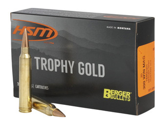 HSM 300WM168VLD Trophy Gold Extended Range 300 Win Mag 168 gr Berger Hunting VLD Match 20 Per Box/ 20 Case