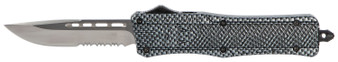 CobraTec Knives MSCFTK1MDS CTK-1  Medium 3" OTF Drop Point Part Serrated D2 Steel Blade/ Carbon Fiber Aluminum Handle Features Glass Breaker Includes Pocket Clip