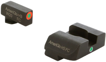 AmeriGlo GL201 i-Dot Sight  Set for Glock  Green Tritium Orange Outline Front Sight-Green Tritium Rear Sight