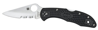 Spyderco C11PSBK Delica 4  2.88" Folding Drop Point Part Serrated VG-10 SS Blade, Black Textured FRN Handle, Includes Pocket Clip
