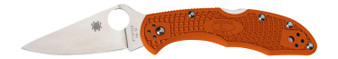 Spyderco C11FPOR Delica 4 Lightweight 2.88" Folding Plain Satin VG-10 SS Blade/Orange Bi-Directional Texturing FRN Handle Includes Pocket Clip