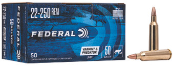 Federal AE2225050VP American Eagle Varmint & Predator 22-250Rem 50gr Jacketed Hollow Point 50 Per Box/5 Case