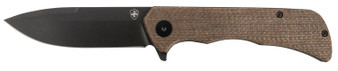 Templar Knife PFMBN321 Paladin  3.27" Folding Drop Point Plain Black Powder Coated D2 Steel Blade, 4.40" Brown Micarta Handle