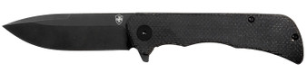 Templar Knife PFMBK321 Paladin  3.27" Folding Drop Point Plain Black Powder Coated D2 Steel Blade, 4.40" Black Micarta Handle
