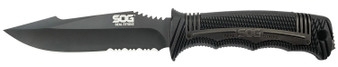S.O.G SOGSS1003CP Seal Strike 4.90" Fixed Clip Point Part Serrated AUS-8A SS Blade Black Textured GRN/SS Handle Includes Belt Clip/Sheath