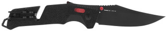 S.O.G SOG11120141 Trident AT 3.70" Folding Clip Point Plain Black TiNi Cryo D2 Steel Blade/Black w/Red Accents GRN Handle Features Line Cutter/Glass Breaker