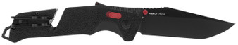 S.O.G SOG11120441 Trident AT 3.70" Folding Tanto Plain Black TiNi Cryo D2 Steel Blade/Black w/Red Accents GRN Handle Features Line Cutter/Glass Breaker