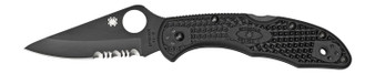 Spyderco C11PSBBK Delica 4 Lightweight 2.88" Folding Part Serrated Black TiCN VG-10 SS Blade/Black Textured FRN Handle Includes Pocket Clip