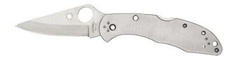 Spyderco C11P Delica 4  2.95" Folding Drop Point Plain VG-10 SS Blade/ Stainless Steel Handle Includes Pocket Clip