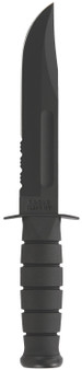 Ka-Bar 1212 Fighting/Utility  7" Fixed Clip Point Part Serrated Black 1095 Cro-Van Blade, Black Kraton G Handle, Includes Sheath