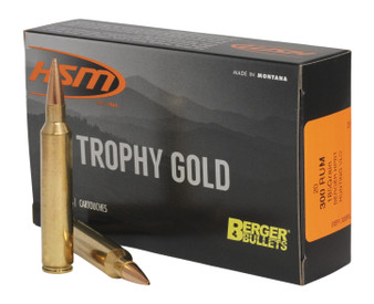 HSM 300RUM185VLD Trophy Gold Extended Range 300 RUM 185 gr Berger Hunting VLD Match 20 Per Box/ 20 Case