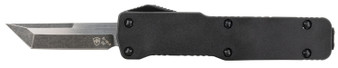 Templar Knife CABR221 Premium LW  Micro 1.85" OTF Tanto Plain Black Oxide Stonewashed D2 Steel Blade, 3.50" Black Aluminum Handle, California Legal