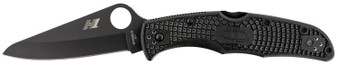 Spyderco C91PBBK2 Pacific Salt 2 3.78" Folding Drop Point Plain Black H2 Steel Blade/ Black Textured FRN Handle