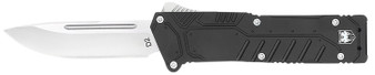 CobraTec Knives BLKSFDNS Special Forces  3.25" OTF Drop Point Plain Satin D2 Steel Blade, 4.75" Black Textured Anodized Aluminum Handle