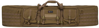 GPS Bags DRC55FDE Double Rifle Case Flat Dark Earth 600D Polyester w/ 2 Padded Pistol Sleeves MOLLE Webbing & Lockable Zippers