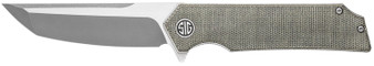 Sig Sauer Knives TS8SG Tsuru  3.30" Folding Tanto Plain Satin 154CM SS Blade, 4.20" Green Canvas Micarta Handle
