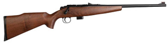 Crickett KSA20411 Model 722 Sporter Compact Youth 22 LR 7+1 16.25" Blued Barrel & Receiver, Fixed Front/Adjustable Rear Sights, Walnut Stock w/13.5" LOP, Rebounding Firing Pin Safety