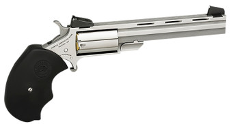 North American Arms MMTL Mini-Master *CA Compliant 22 LR 5 Shot 4" Stainless Steel Vent Rib Barrel, Stainless Steel Frame, Stainless Cylinder, Black Finger Grooved Rubber Grip, Exposed Hammer