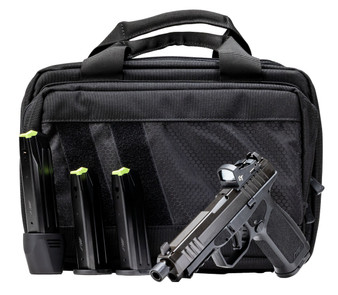Rost Martin RM1FTBSPL RM1F Tactical Bundle 9mm Luger 24+1 4.50" Black Threaded Barrel, Black Nitron Steel Serrated w/Optic Slide, Black Polymer Frame w/Picatinny Rail, Interchangeable Backstrap Grip,