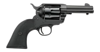 Pietta PFI38ALLOYAS312CB 38 Super 6 Shot 3.50" Matte Black Steel Frame & Barrel, Black Checkered Grip
