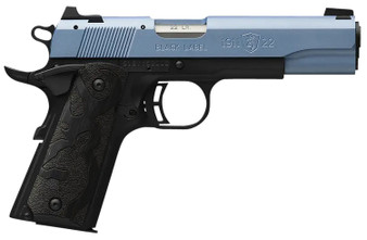 Browning 051897490 1911 Black Label Full Size Frame 22 LR 10+1, 4.25" Matte Stainless Steel Barrel, Polar Blue Cerakote Serrated Slide, Matte Black Polymer Frame w/Beavertail, Black Laminate Wood Grip