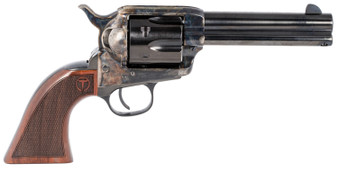 Taylors & Company 550180 Smoke Wagon  357 Mag Caliber with 4.75" Blued Finish Barrel, 6rd Capacity Blued Finish Cylinder, Color Case Hardened Finish Steel Frame & Checkered Walnut Grip