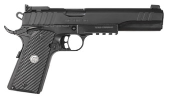 EAA GIRSAN 390600 MC1911S Hunter Full Size 10mm Auto 8+1 6" Black Steel Barrel, Blued Serrated Slide, Matte Black Steel Frame w/Accessory Rail & Beavertail, Black Checkered Polymer Grips Ambidextrous