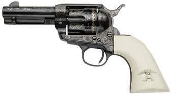 Pietta GW9LLE312NMUI Great Western II Liberty 9mm Luger 6rd 3.50" Blued Engraved Octagon Steel Barrel & Cylinder, Blued Engraved Steel Frame, Ultra Ivory w/Engraved Liberty Eagle Grip, Exposed Hammer