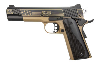 Kimber Mfg, Inc 3700896 1911 LW Boot Campaign Bundle 45 ACP 7+1 5" Deep Crown Barrel, KimPro Black Stainless Steel Engraved/Serrated Slide, Aluminum Frame w/Beavertail, Black Carbon Fiber Grip, Ambide