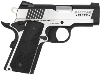 Colt Mfg O7082CE Combat Elite Commander Compact Frame 9mm Luger 8+1, 3" Stainless Steel Barrel, Two-Tone Serrated Stainless Steel Slide & Frame w/Beavertail, Black Scalloped G10 Grip, Ambidextrous