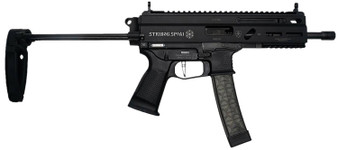 Grand Power 850003223131 SP9A1 Stribog 9mm Luger 30+1 8" Black Threaded Barrel, M-LOK Handguard, Black Aluminum Picatinny Rail Receiver, Black PDW Tailhook Brace, Black Polymer Grip, Thread Protector