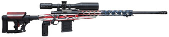 Howa HCRA72507USKMDT M1500 APC Chassis 6.5 Creedmoor 24" Blued Heavy Barrel 10+1 (3 Mags), American Flag Cerakote 6 Position Luth-AR MBA-4 w/Aluminum Chassis Stock, Includes Bipod and Grips