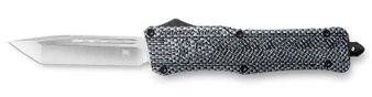 CobraTec Knives LCFCTK1LTNS CTK-1  Large 3.75" OTF Tanto Plain D2 Steel Blade/Carbon Fiber Aluminum Handle Features Glass Breaker Includes Pocket Clip