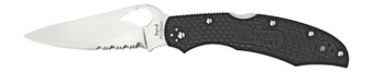 Spyderco BY03PSBK2 Byrd Cara Cara 2 Lightweight 3.75" Folding Drop Point Part Serrated 8Cr13MoV SS Blade Black  Textured FRN Handle Includes Pocket Clip