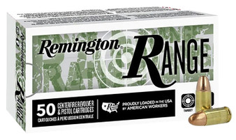 Remington Ammunition R27780 Range  9mmLuger 124gr Full Metal Jacket 50 Per Box/20 Case