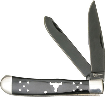 ABKT CATTLEMANS CUTLERY BLACK - ANGUS TRAPPER 2-BLADE FOLDER