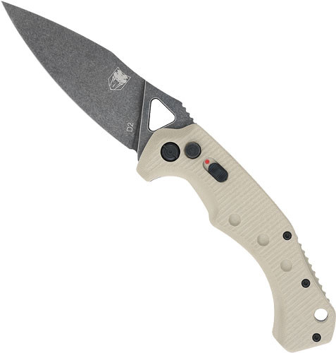 COBRATEC RYKER AUTO FOLDER - 3.75" TAN/BLACK STNWSH D2 BLD