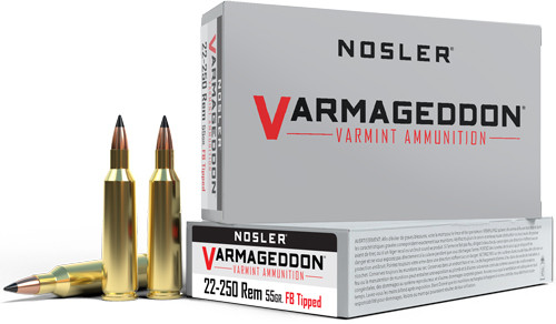 NOSLER VARMAGEDDON 22-250 REM - 55GR FBT 20RD 10BX/CS