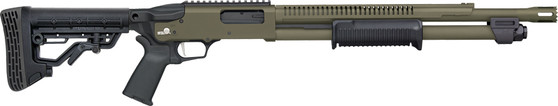 MOSSBERG 590R TACTICAL 12GA - 18.5" 6RD ADJ STK OD GREEN