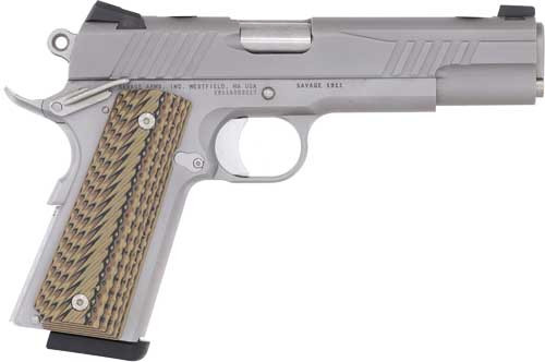 SAVAGE 1911 45ACP 5" S/S - ADJ REAR SIGHT 8RD G10 GRIP