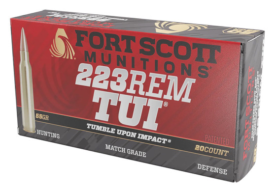 Fort Scott Munitions 223055SCV Tumble Upon Impact (TUI)  223Rem 55gr Solid Copper Spun 20 Per Box/25 Case