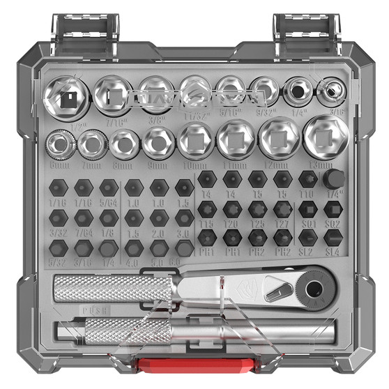 Real Avid AVX3SGBS52 X3 Driver Socket/Gunsmithing Bit Set Black/Gray 52 Pieces